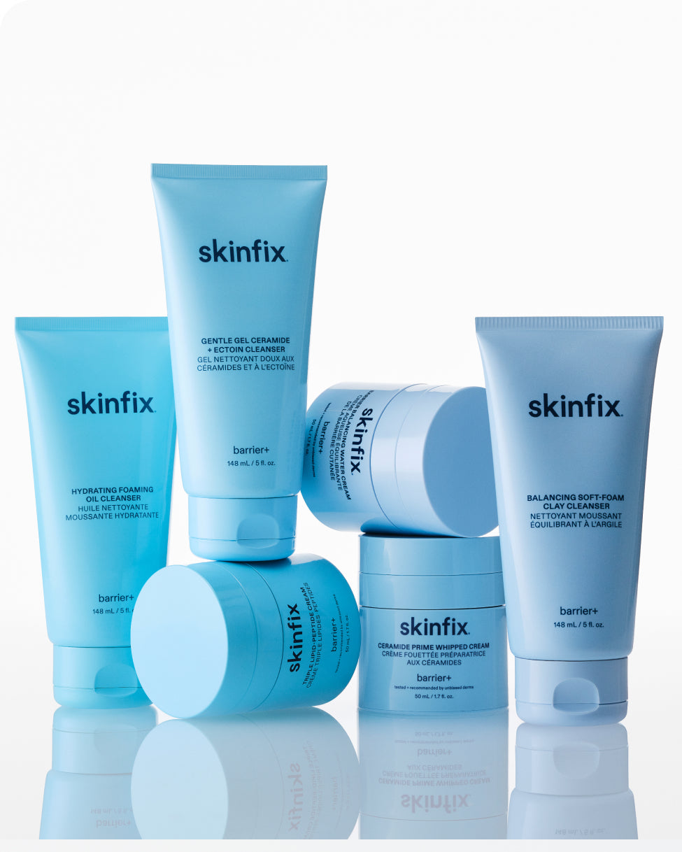 Collection of skinfix skincare products on a white background
