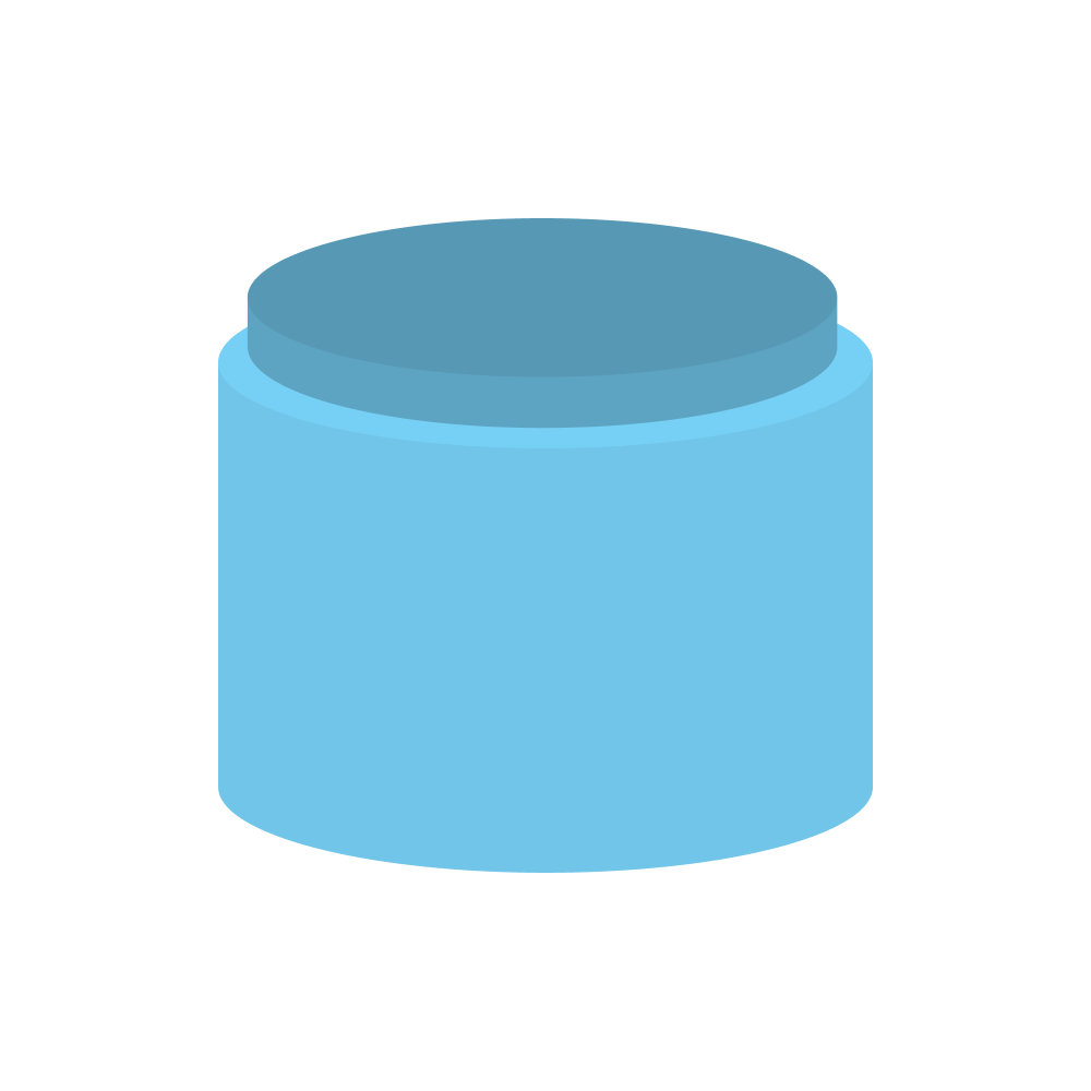 Blue cylindrical container with a lid on a white background
